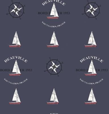 Galerie Wallcoverings Deauville 2 Boat Motif Non-woven Matte Wallpaper Roll