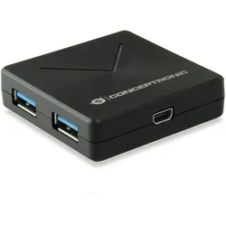Conceptronic USB-Hub 4-Port 3.0 ->4x3.0 o.Netzteil sw - Hub