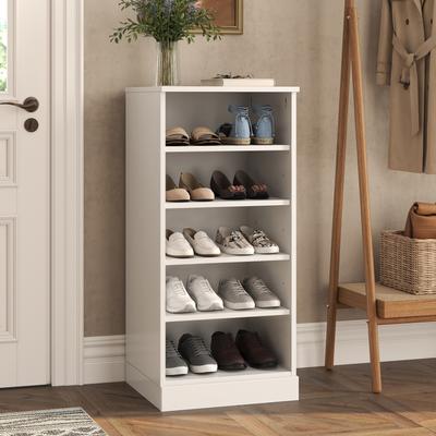 "Palace Imports Solid Wood 16.5"" Narrow Open Shoe Storage Cabinet, Adjustable Shelves, Stackable Organizer"