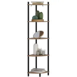 Vicco, Regal, Eckregal Bivio, Goldkraft Eiche/Anthrazit, 29 x 133 cm mit 5 Ablagefächern (29 x 29 x 133 cm)