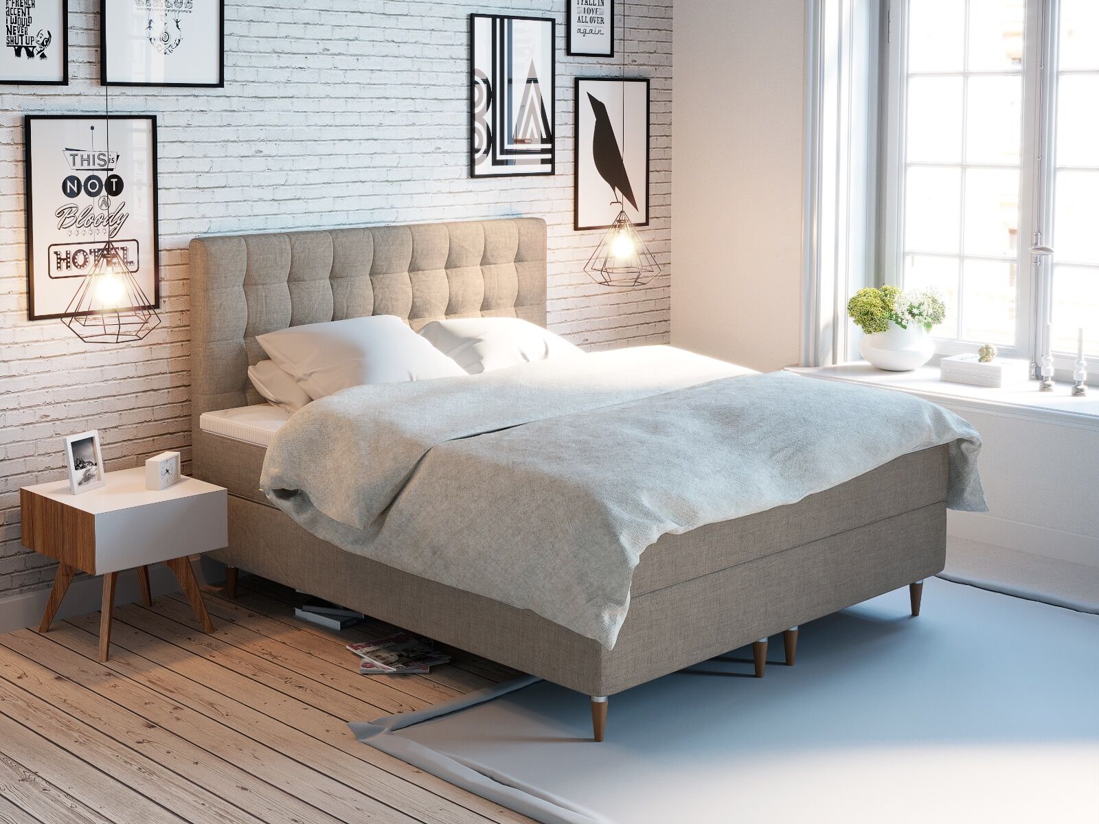 Premium Kontinentalseng 180x200 - Beige