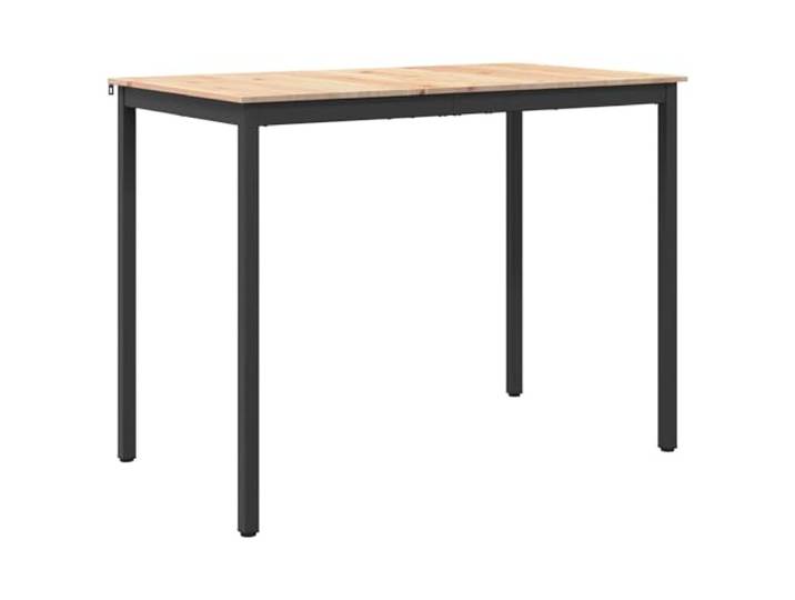 Roanoer Bartisch 140 x 80 x 105 cm Massivholz Stehtisch Natur Stabile H-Balken Konstruktion mit schwarzen Metallbeinen für Küche und Essbereich im Industrie-Design.