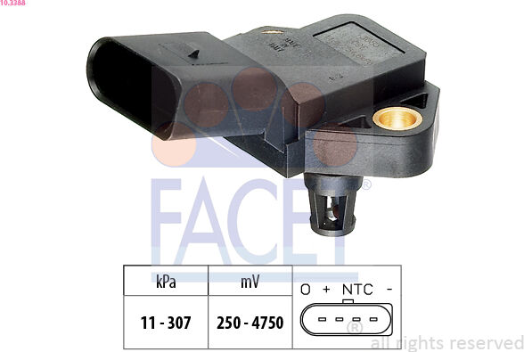 Facet Sensor, Ladedruck Made In Italy - Oe Equivalent 103388 Für Vw