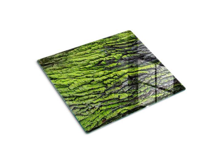 Tulup Glasplatte 60x52 cm Baumrinde, Grün, Glas, 60x0.4x52 cm, Küchen, Küchenelektrogeräte, Herde, Herdabdeckplatten
