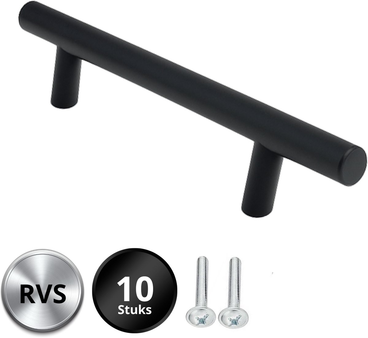 10x Zwarte RVS Kastgrepen met 160mm Boormaat
