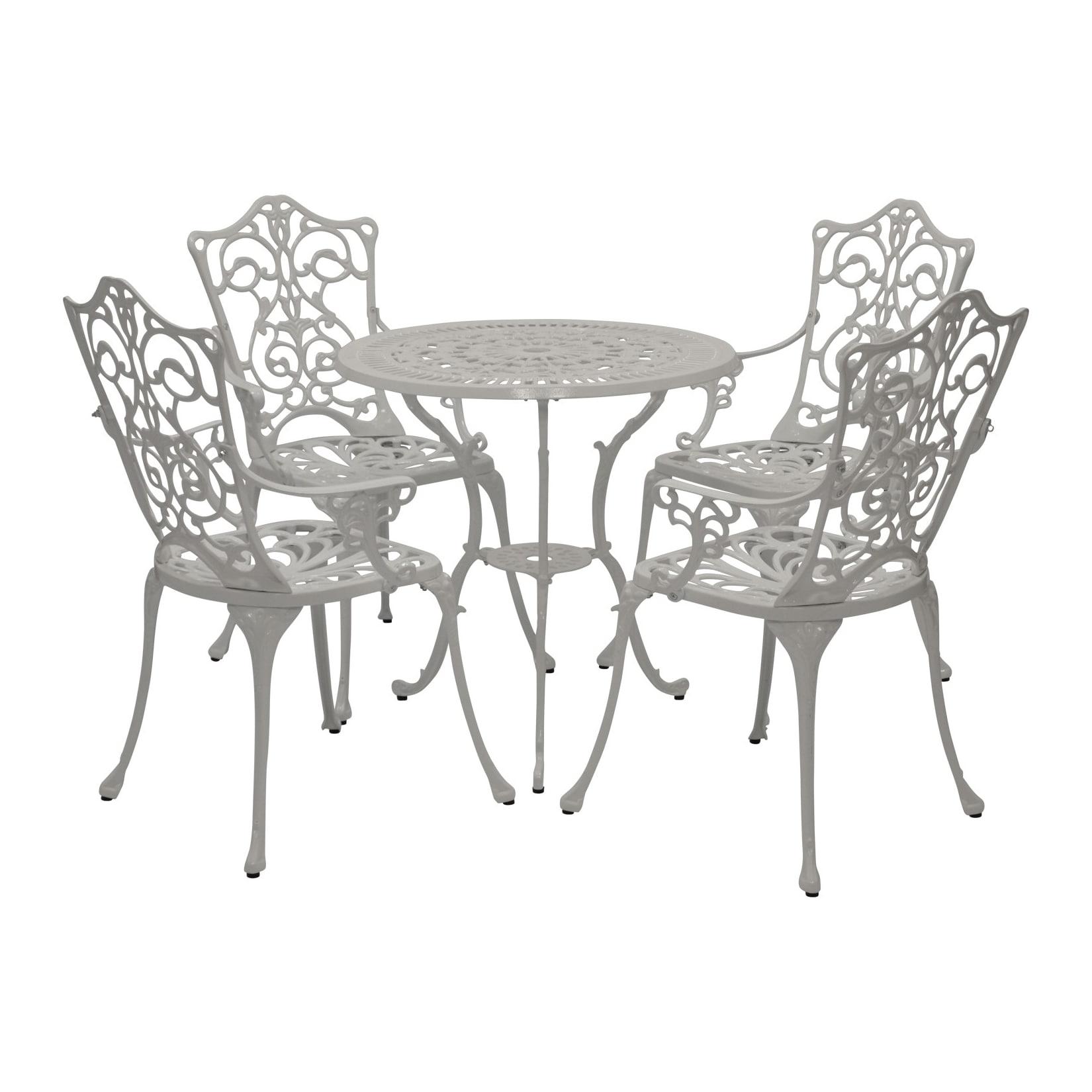 Bistroset Jugendstil 5-teilig, Aluguss weiss