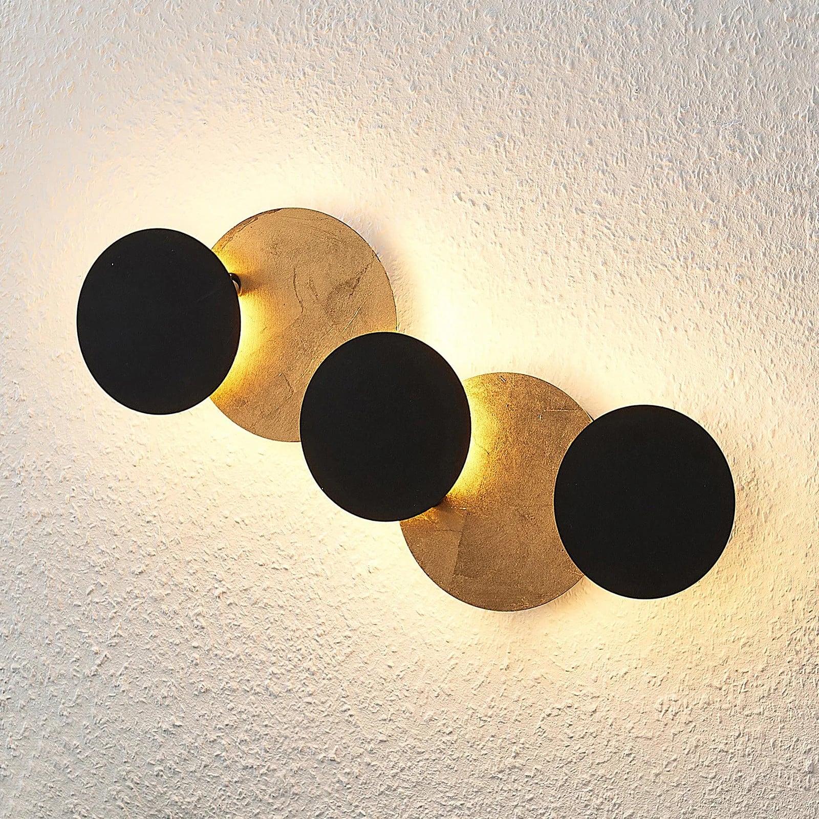 Lindby Grazyna LED Wandlamp - Zwart/Goud - Modern Metaal - Verstelbaar