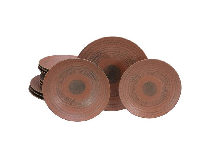 Creatable Tafelservice Neapel Terra, Braun, Terracotta, Keramik, 12-teilig, stapelbar, Geschirr, Geschirrsets, Tafelservice