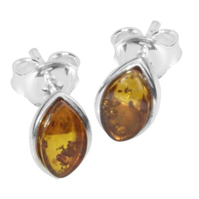 Paar Ohrstecker OSTSEE-SCHMUCK "- Classic 8 x 5 mm - Silber 925/000 - Bernstein" Gr. 9, silber (silber 925, silberfarben, weiß), Ohrringe, Damen, 9, Silber 925 (Sterlingsilber)