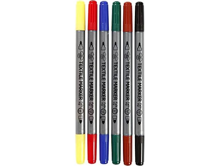 Creativ Company 6-delige stofmarkers, verschillende kleuren