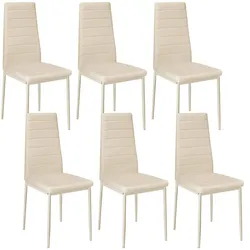 tectake Esszimmerstühle Kunstleder - 6er Set beige