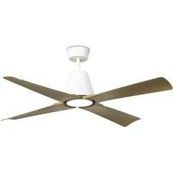 Outdoor DC Deckenventilator Typhoon Weiß-Holz mit LED & Fernbedienung