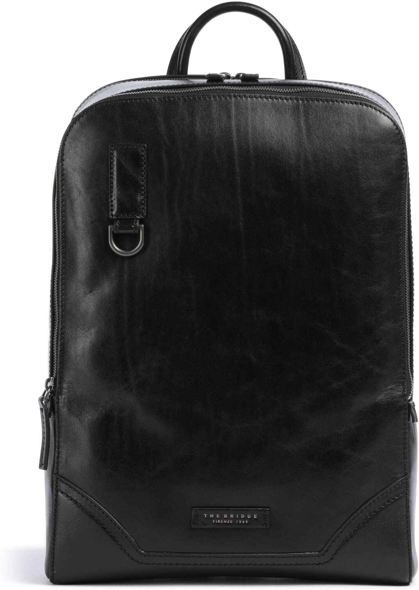 The Bridge Matteo Rucksack aus Leder, schwarz