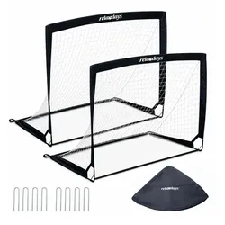 Relaxdays Faltbares Fußballtor im 2er Set Weiß,Schwarz