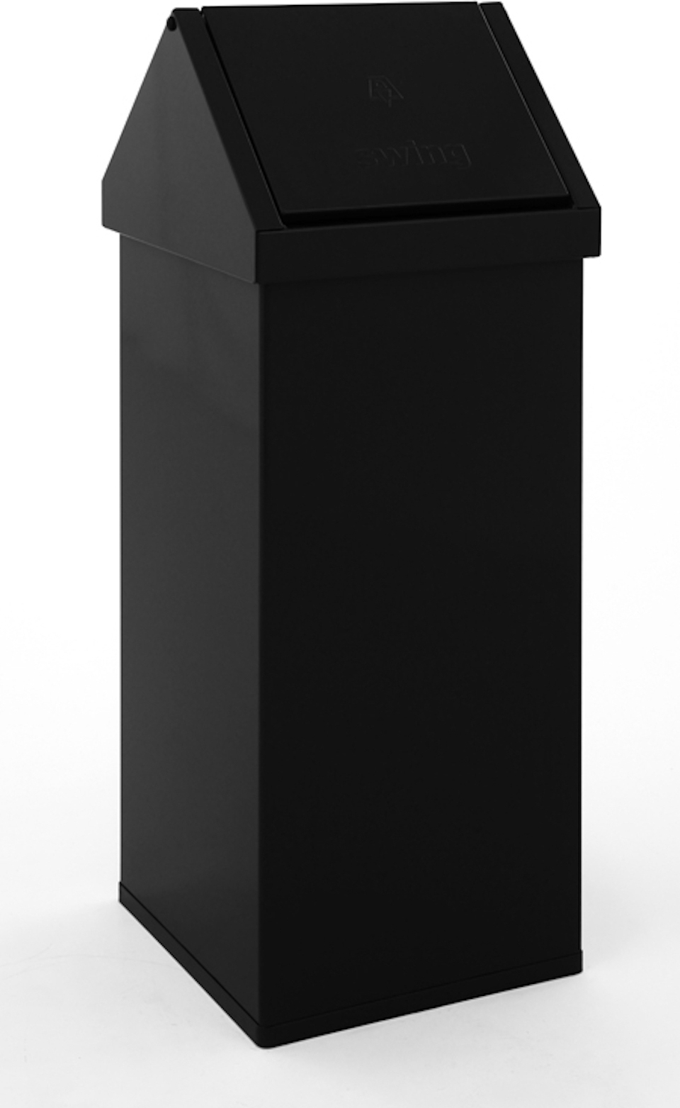 Eckiger Aluminium Abfallbehälter Haiti mit Swingdeckel | 110 Liter, HxBxT 100x36x36cm | Schwarz