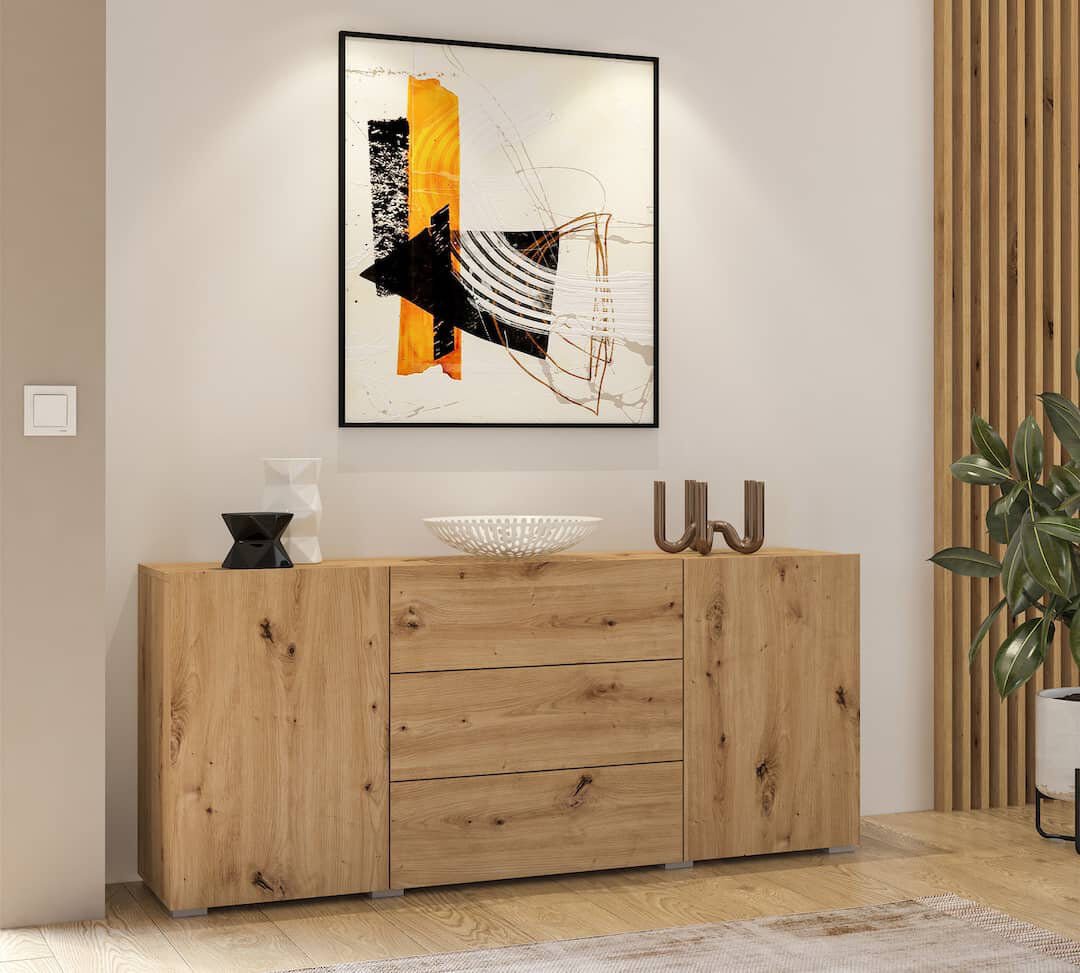 17 Stories Shushil 140cm Sideboard Oak Artisan 63cm H X 140cm W X 35cm D