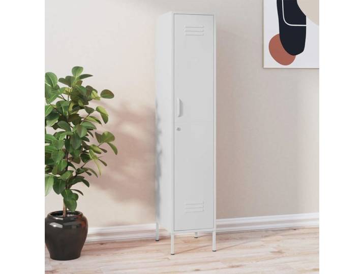 SALE 2026  Buffet bahut Blanc - Armoire à casiers Blanc 35x46x180cm Acier PRO964539483