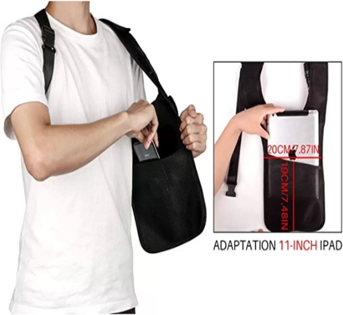 INF Multifunktionale versteckte Achsel-Reisetasche – 600D Oxford Schwarz, Ein-Schulter Verdeckte Tasche
