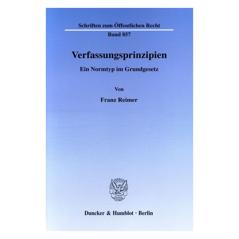 Duncker & Humblot Verfassungsprinzipien (Deutsch, Softcover, Franz Reimer) (7221202)