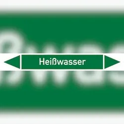 Rohrleitungskennzeichen Heißwasser - 270x37 mm Folie selbstklebend