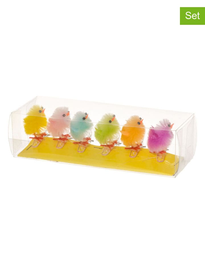 Verso 6er-Set: Dekofiguren "Mini Chick" in Bunt - (H)15 x Ø 4,5 cm - onesize