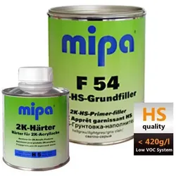 5L Set MIPA 2K HS Füller-Set F54 VOC Grundierfüller weiss 4:1 inkl. Härter weiss H5 extra kurz