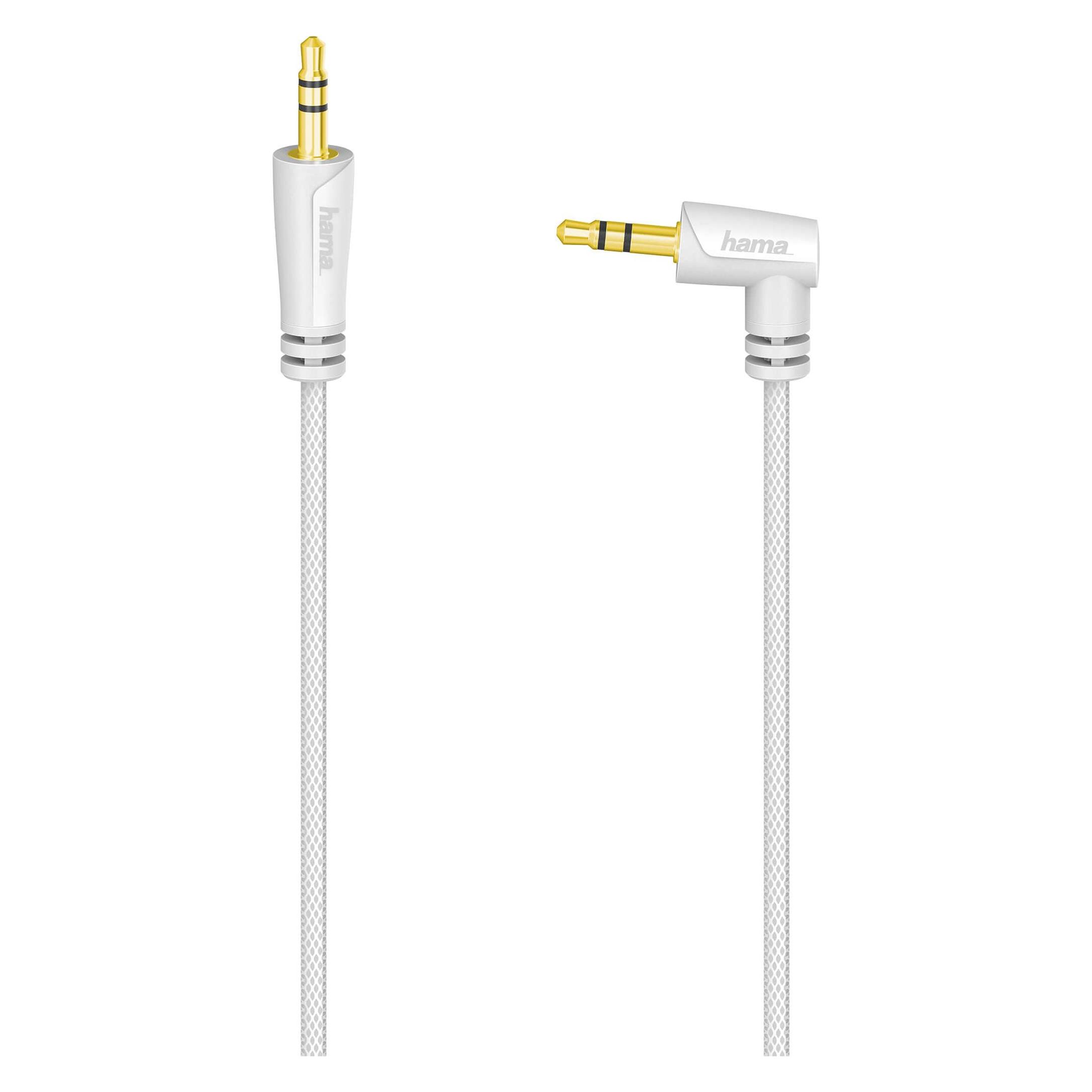 Hama Kabel Audio 3.5mm-3.5mm 2,0m Vinklet Hvid (2 m, AUX Kabel) (00122340)