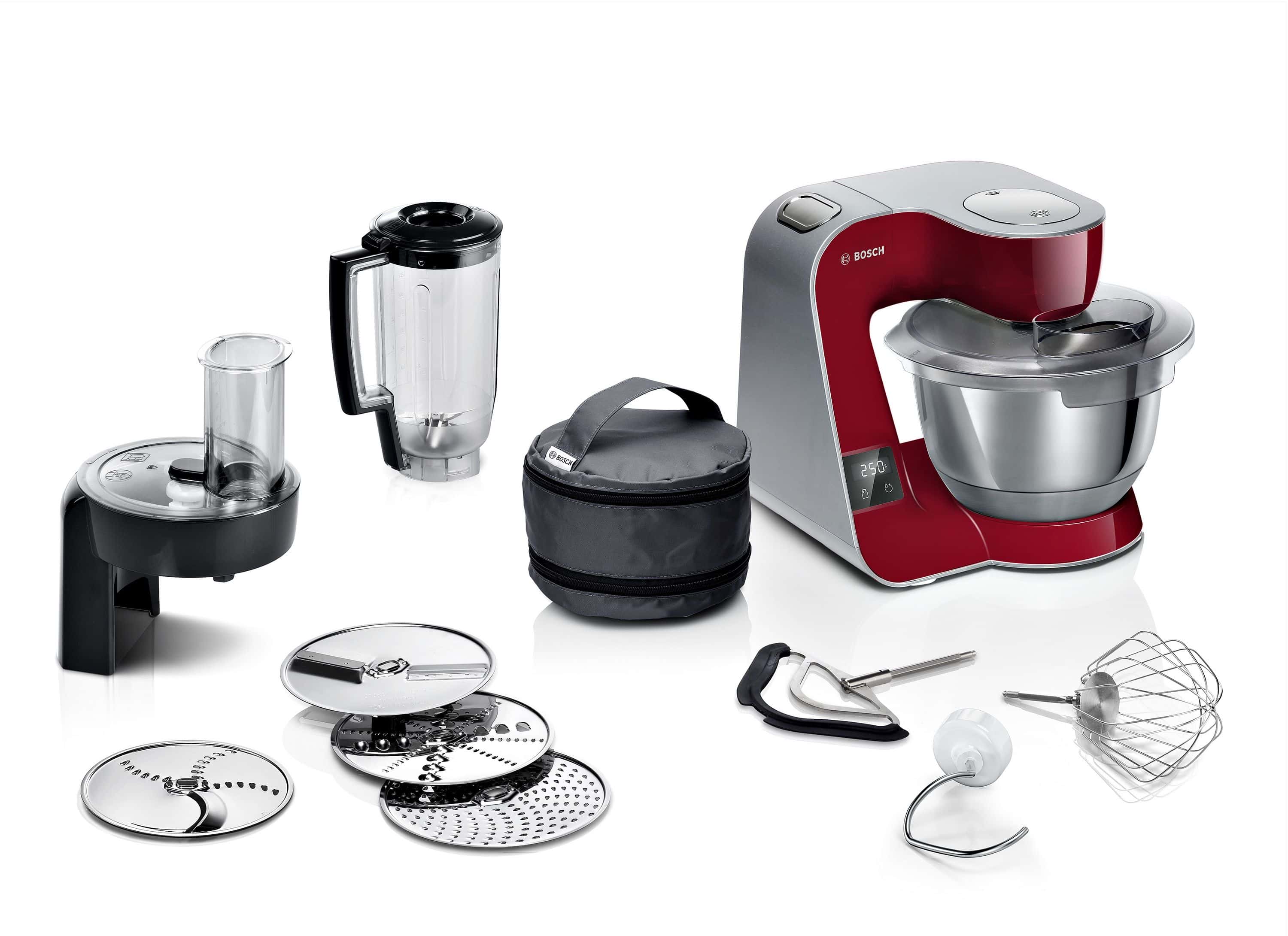 Bosch MUM5X720 1000 W Küchenmaschine 3,9 l mit Waage (Rot, Silber)