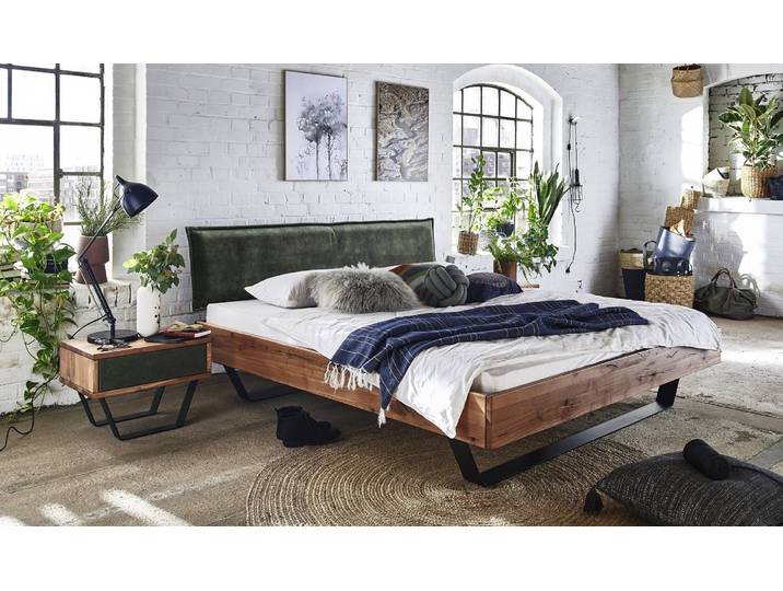 Bett MODERN mit Metallkufen und Velourskopfteil – 3%-Vorkasse-Rabatt