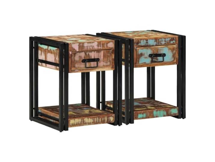 Heofavd Nachttisch 2er Set 40x40x50 cm Upcycling Holz Beistelltisch