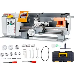 VEVOR Metalldrehmaschine 500W Drehbank Metall 18x36cm Tischdrehbank aus HT200-Gusseisen 0–2200U/min Poly-V-Riemen-Übertragung 20mm Bohrung durch die Spindel Geeignet für 0,5-2,5mm Gewinde