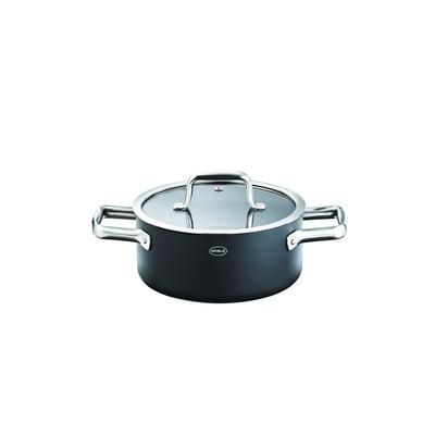 Bratentopf RÖSLE "Kochtopf EBONIC Ø 20 cm ProNero", schwarz, B:20,5cm H:13,8cm L:30,9cm Ø:20cm, Töpfe, Bratentopf, für alle Herdarten geeignet, inklusive Induktion