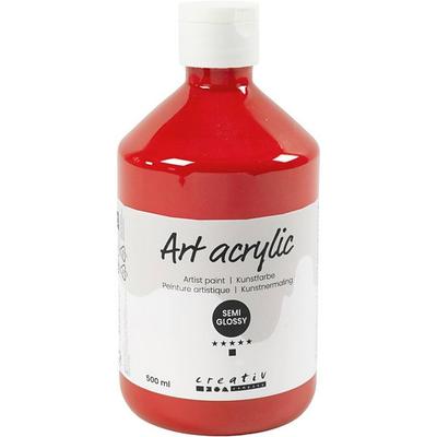 Creativ Company Acrylfarbe, Mattglänzend, Transparent, Kadmiumrot, 500 ml/ 1 Fl.