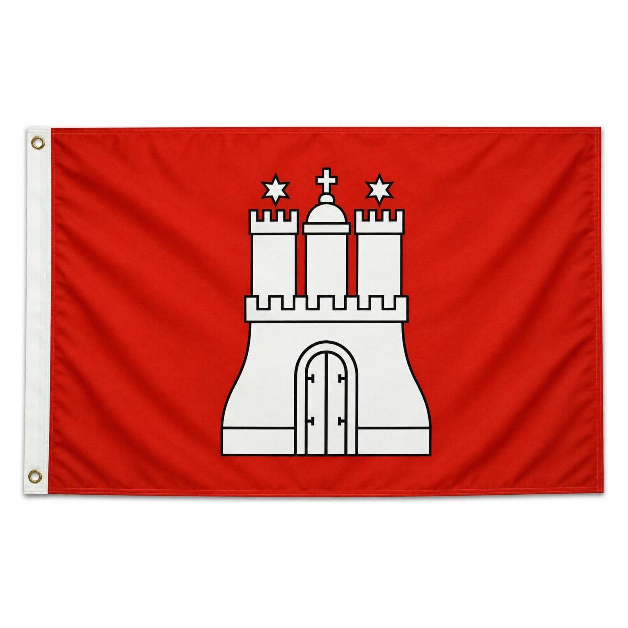 trends4cents Flagge Hamburg 90 x 150 cm Fahne mit 2 Ösen 100g/m² Stoffgewicht Hissflagge Hissen (90 x 150 cm) (32205172)