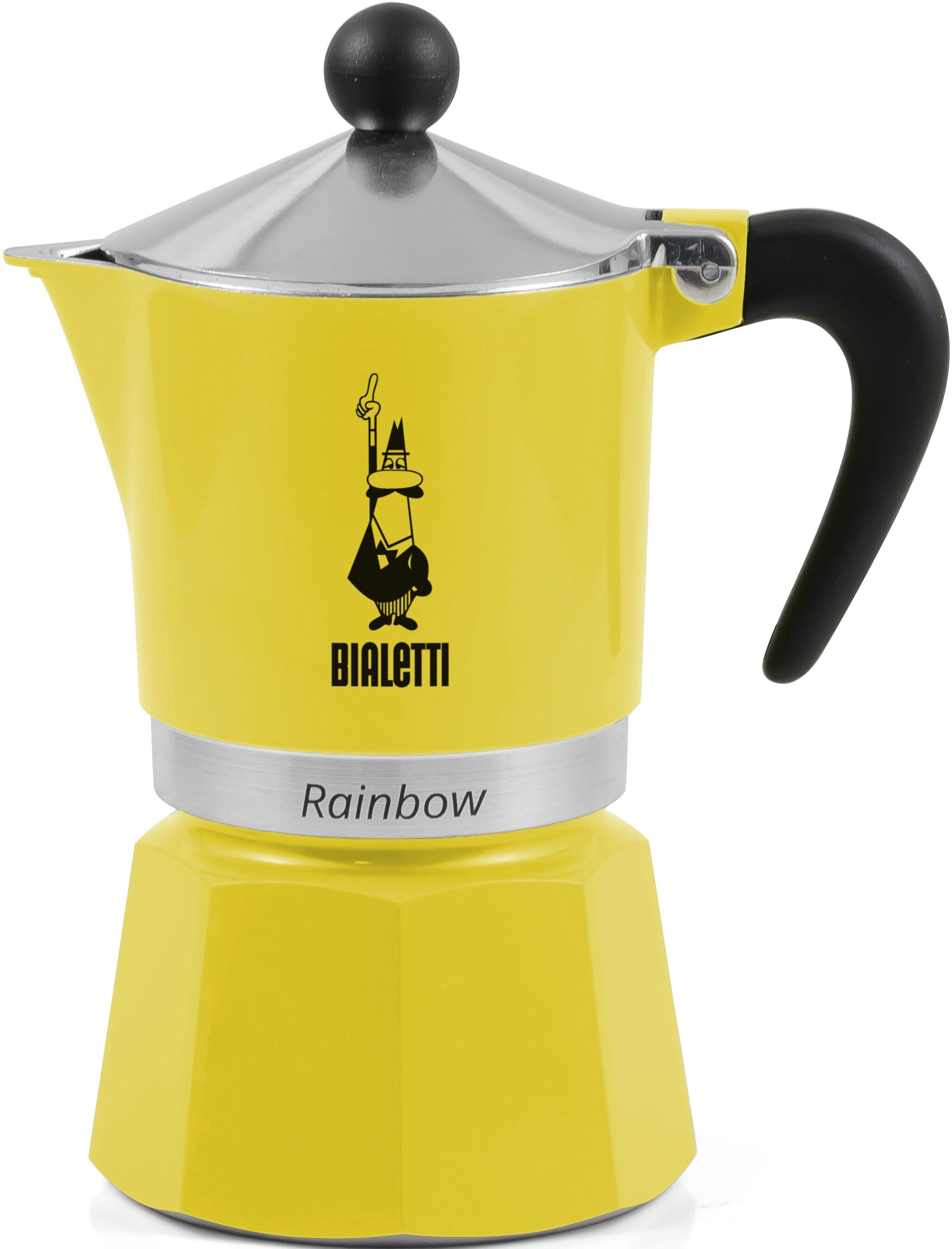 Espressokocher BIALETTI "Rainbow", gelb (aluminiumfarben, gelb), 0,13 l, 3, Kaffeemaschinen, Espressokocher, Aluminium