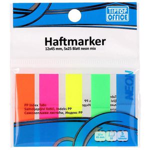 TipTop-Office Haftmarker TTO 405022, transparent, Folie, beschriftbar, 5 x 25 Streifen, Neonfarben