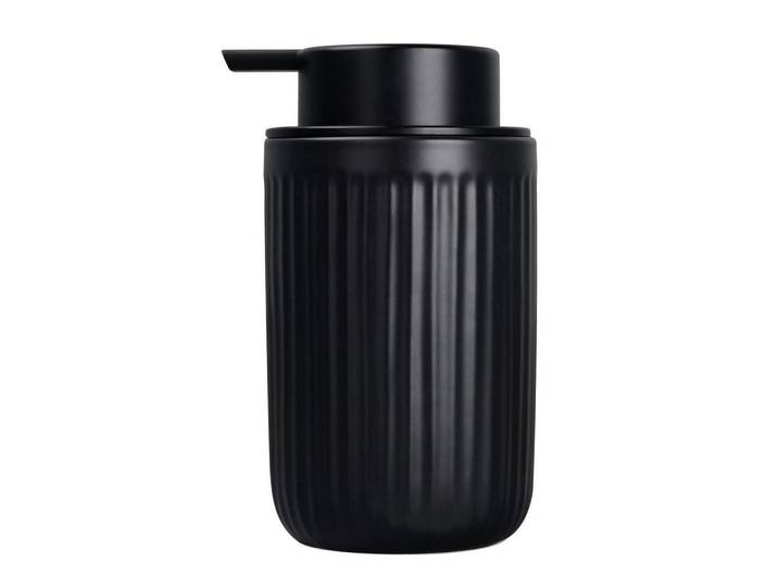 Seifenspender Keramik Schwarz 350ml, 8x14x8 cm, Badaccessoires, Seifenspender