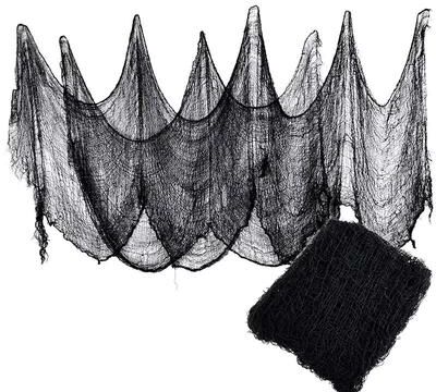 Uplift Essentials Halloween Black Gauze Creepy Cloth & Spider Web Decor black 6.5 Ft