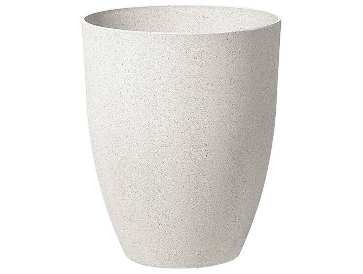 Beliani Blumentopf cremeweiß rund 43/43/52 cm Croton, Weiß, Stein, 52 cm, Dekoration, Blumen & Blumentöpfe, Übertöpfe