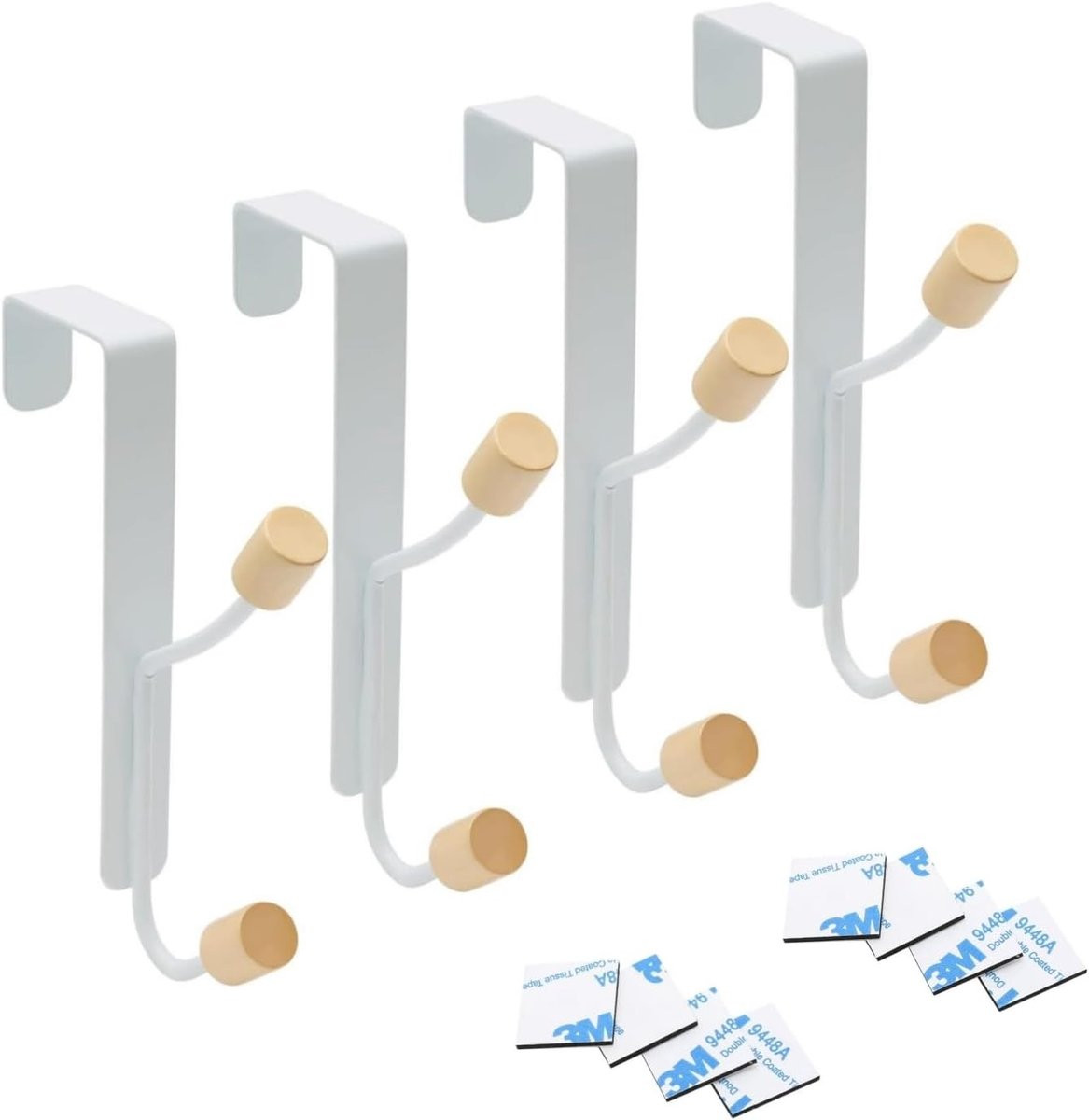 Set van 4 over-de-deur haken voor jassen, tassen en accessoires