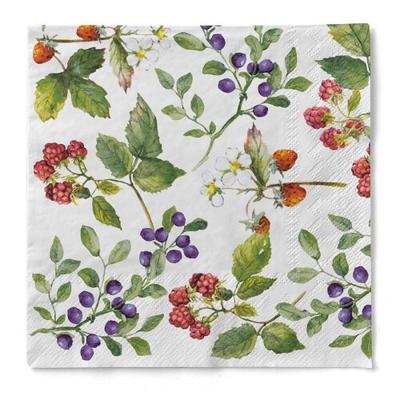 Sovie HOME Serviette Else aus Tissue 33 x 33 cm, 20 Stück - Beeren Frühling Sommer