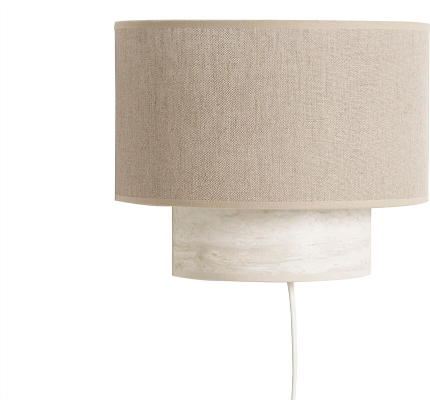 Miliboo Design-Wandleuchte aus beigem Leinen und Travertin-Effekt H20 cm SEMA