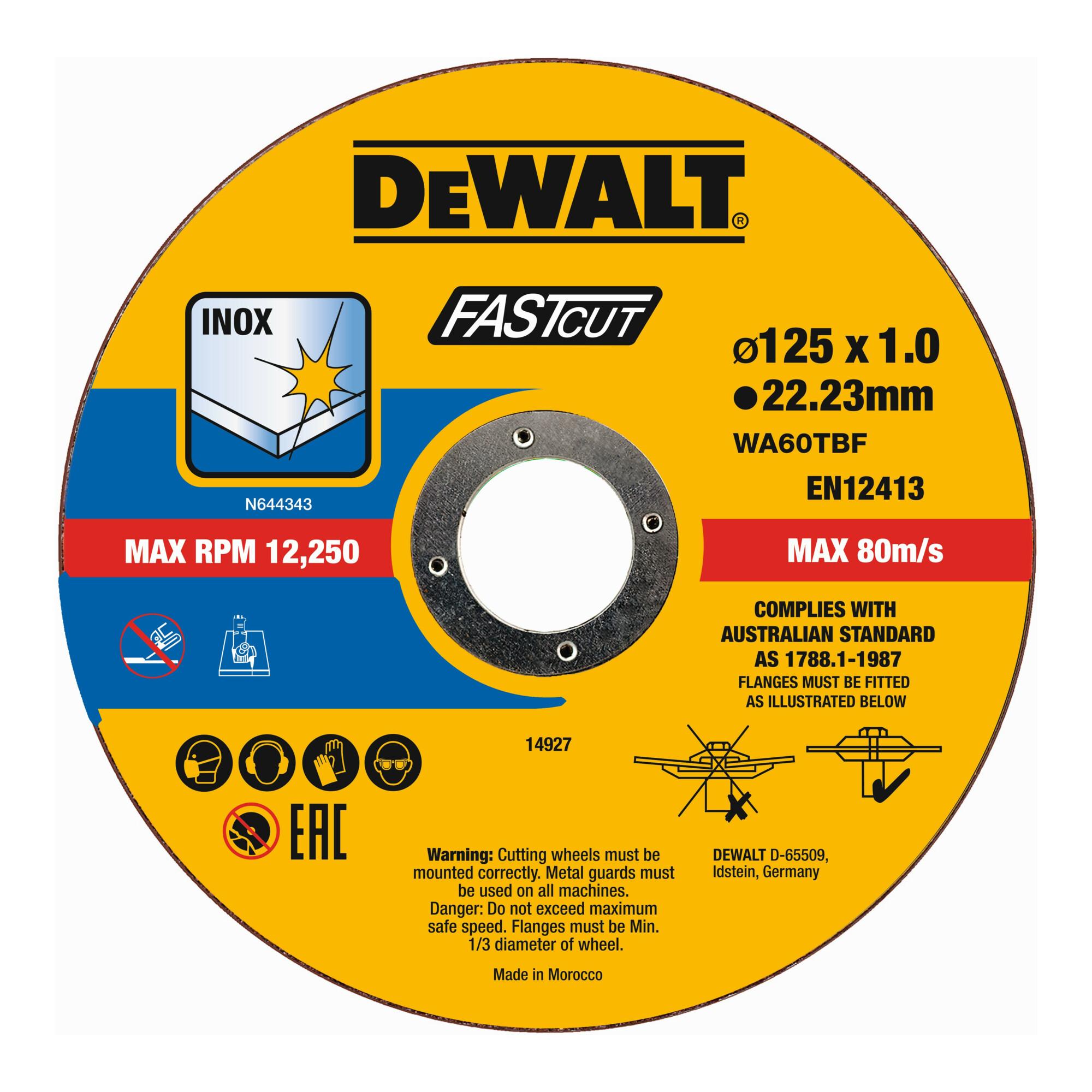 DEWALT High Performance Trennscheiben 125x1x22,23mm Inox Typ 41 (flach) DT20540-QZ)