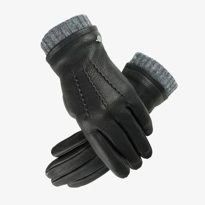 Lederhandschuhe PEARLWOOD "JOE", Herren, Gr. 10, schwarz, Ziegenleder, Handschuhe, dekorative Ziernähte