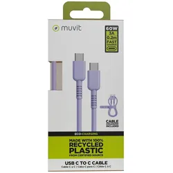 Muvit USB-C zu USB-C-Kabel for Change Lavendel 0,2 m (0.20 m, 60 W), USB Kabel