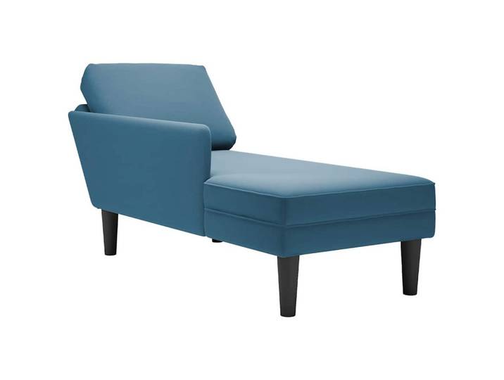 vidaXL Chaiselongue, Chaiselongue mit Kissen und Rechter Armlehne Blau Samt
