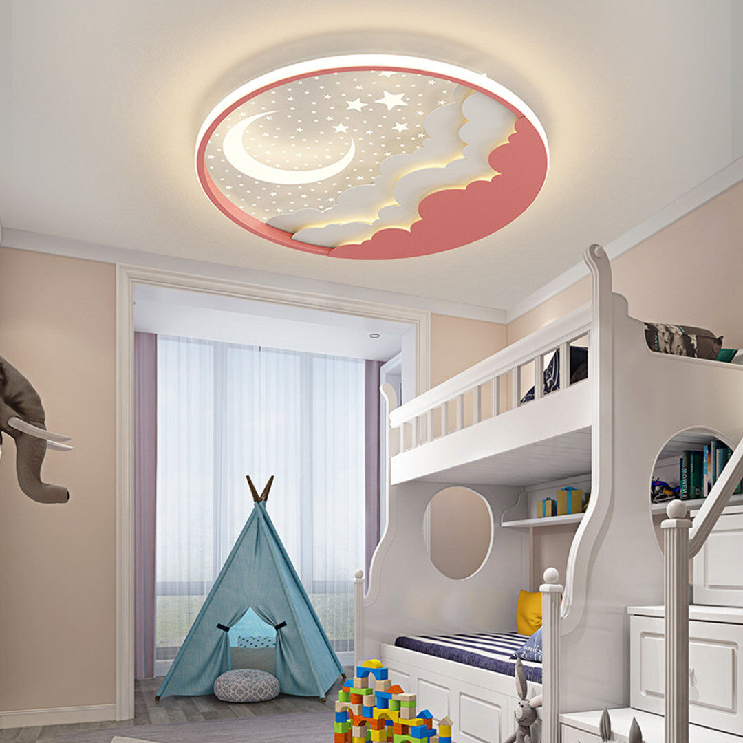 RRBEST Flush-mounted LED Ceiling Light, 1 Bulb, 50 cm Pink 10cm H x 50cm W x 50cm D