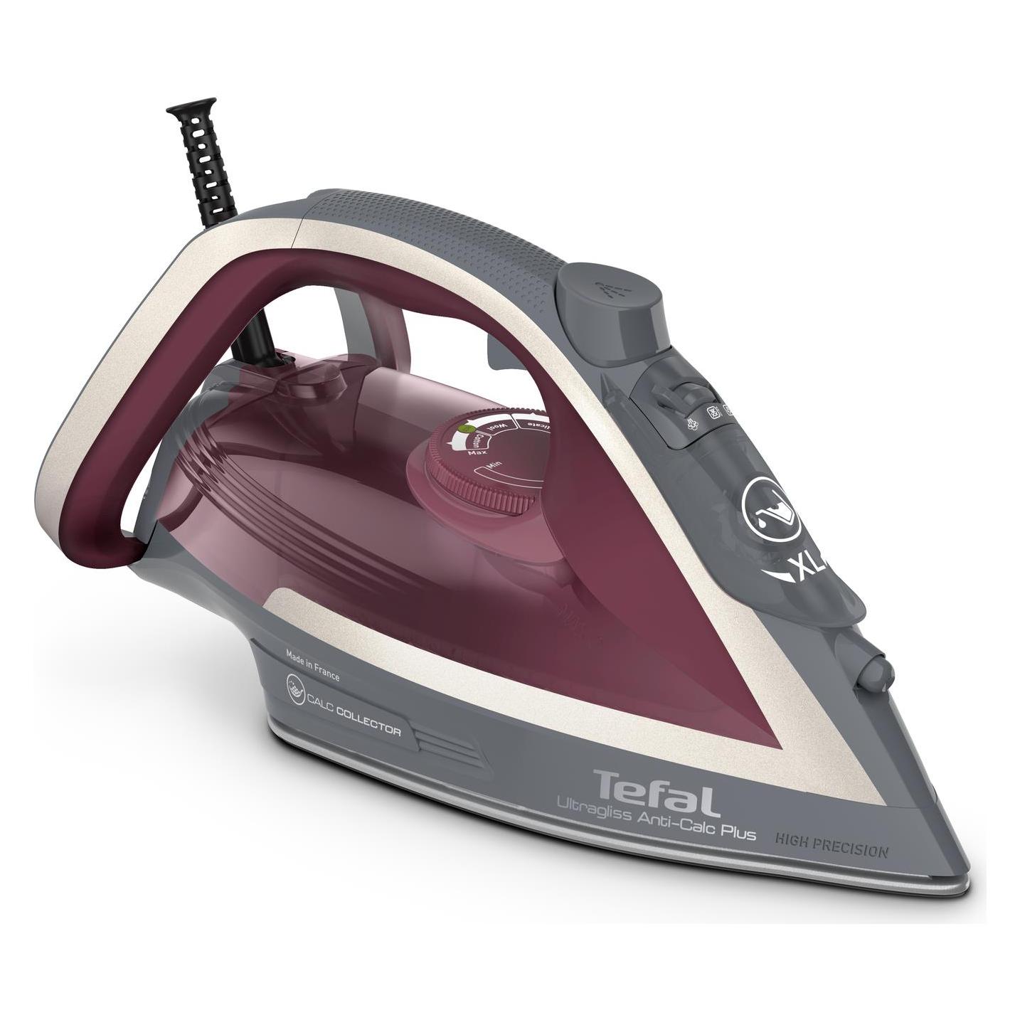 Tefal Ultragliss Anti-Calc Plus FV6840E0 iron Steam iron 2800 W Purple, Silver (2800 W, 260 g/min) (FV6840E0)
