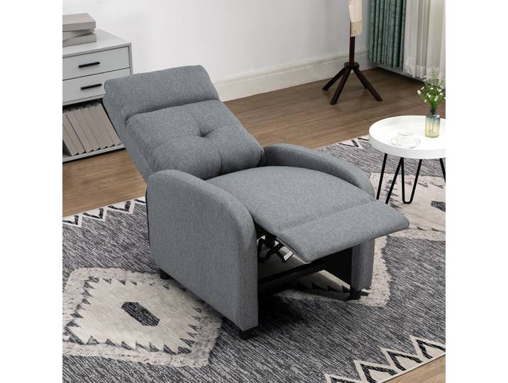 HOMCOM Fauteuil Relaxation Inclinable Effet Lin Gris
