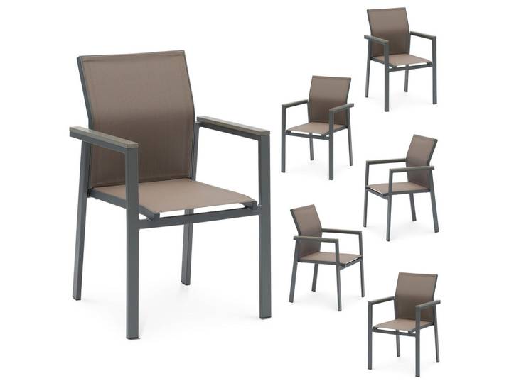 GARTENSTÜHLE WINDY 6er-Set grau